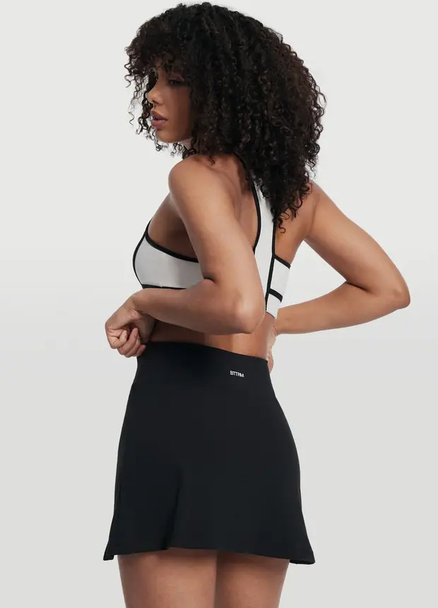 A-line Mini Skirt in Black, front view