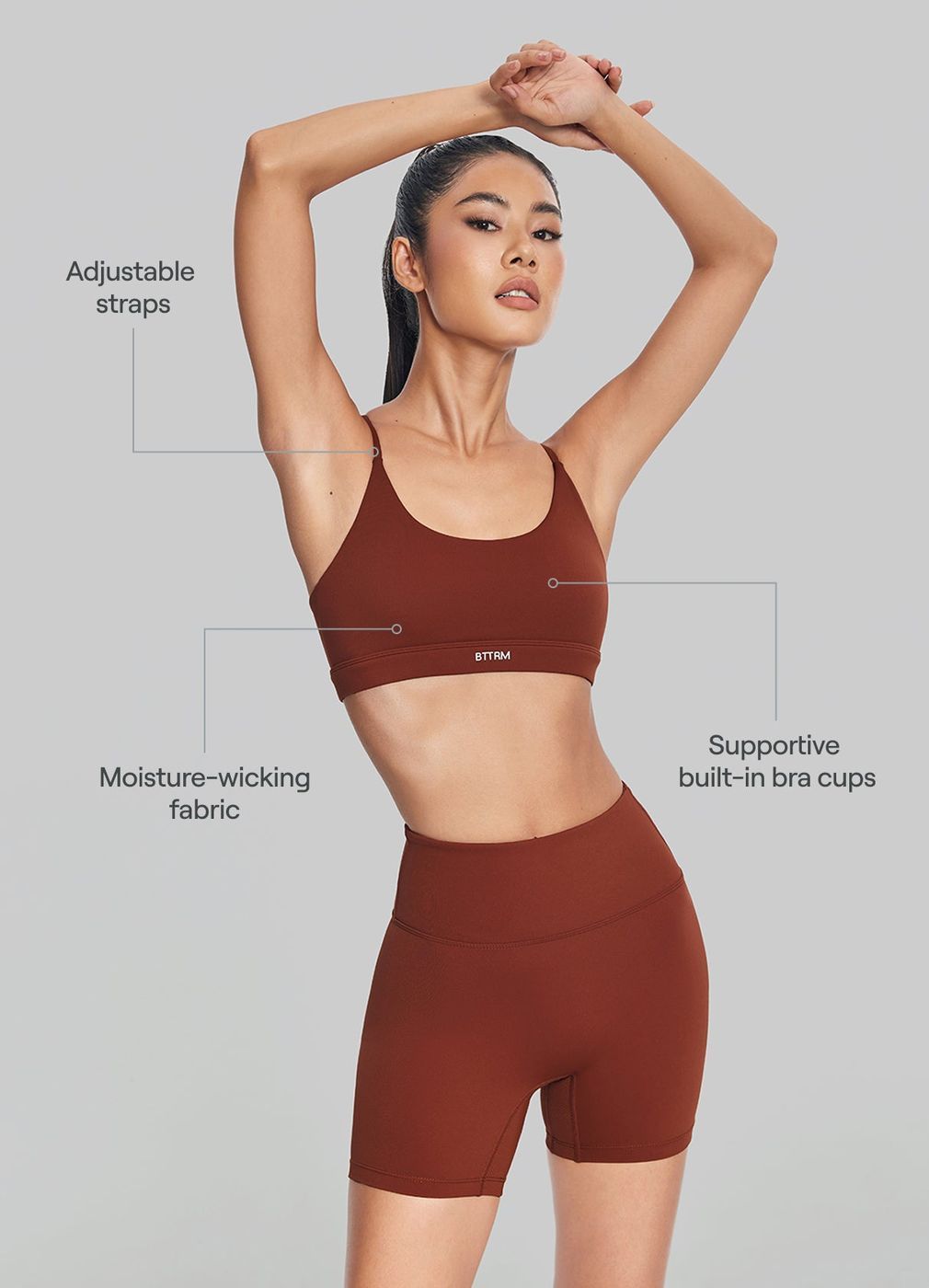 Airy Active Strap Top in Rust Brown, second view