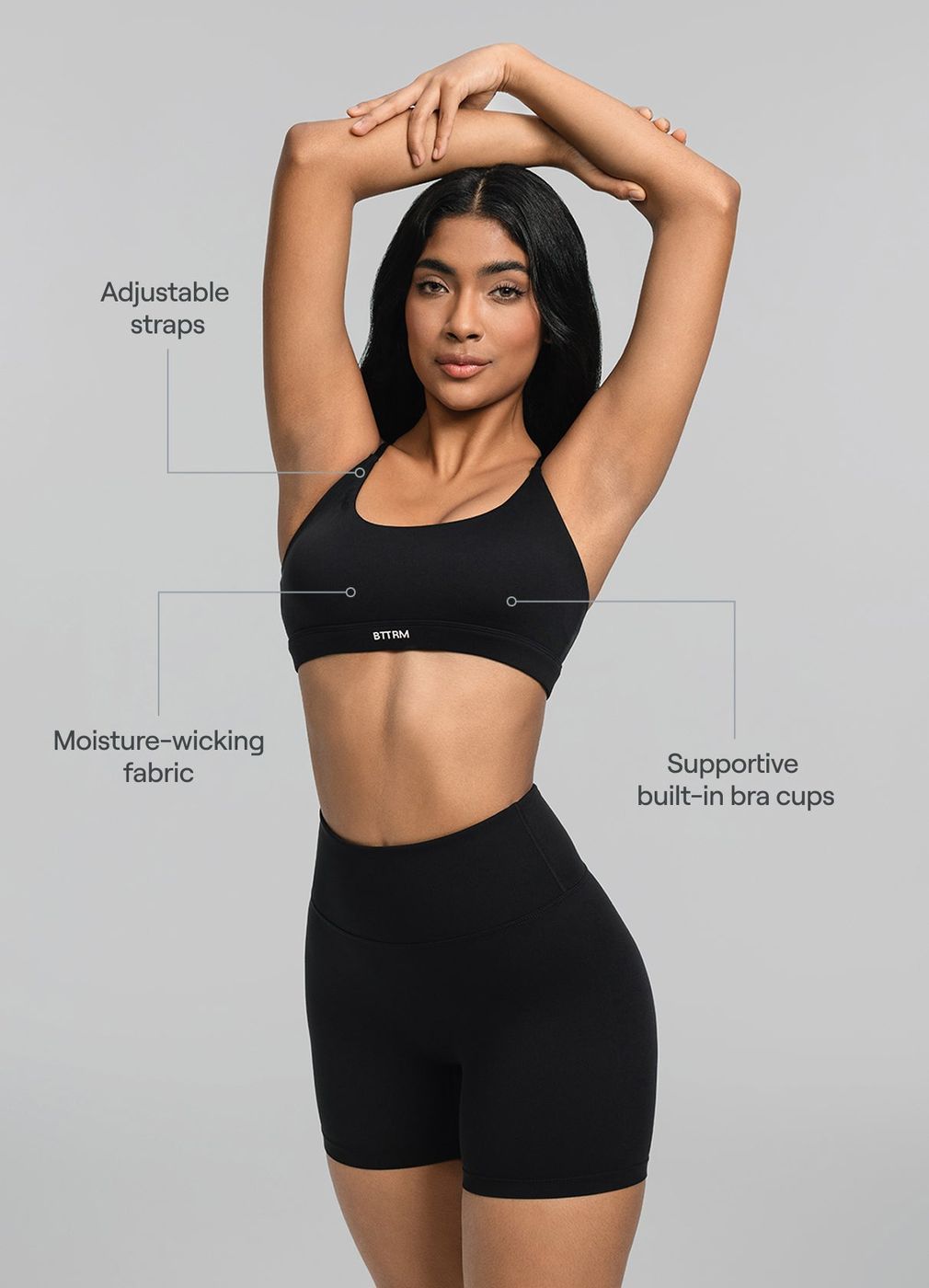 Airy Active Strap Top in Black, second view