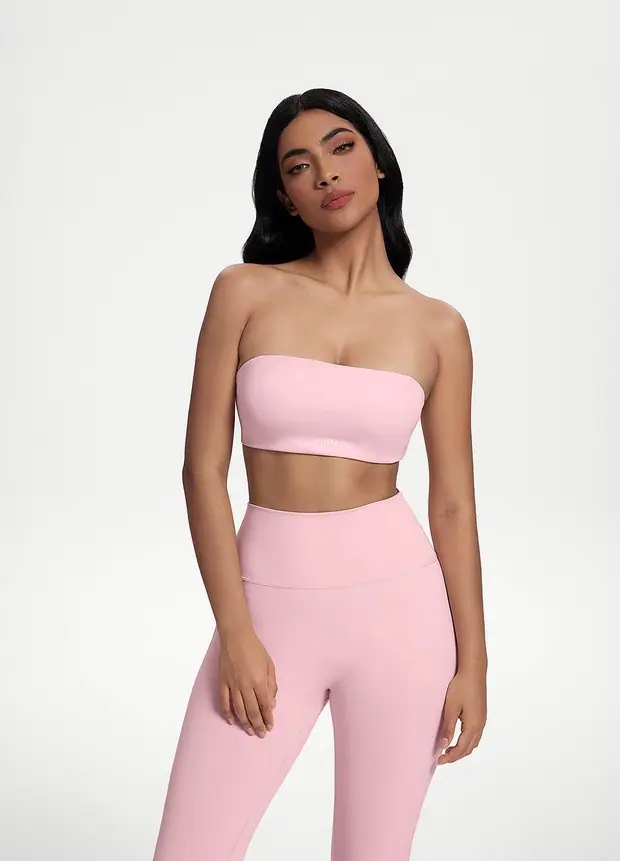 Back-clasp Bandeau Top in Ballet Pink, front view
