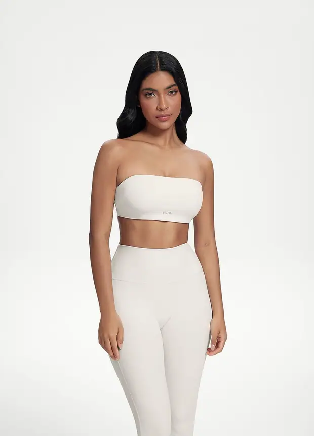 Back-clasp Bandeau Top in White, front view