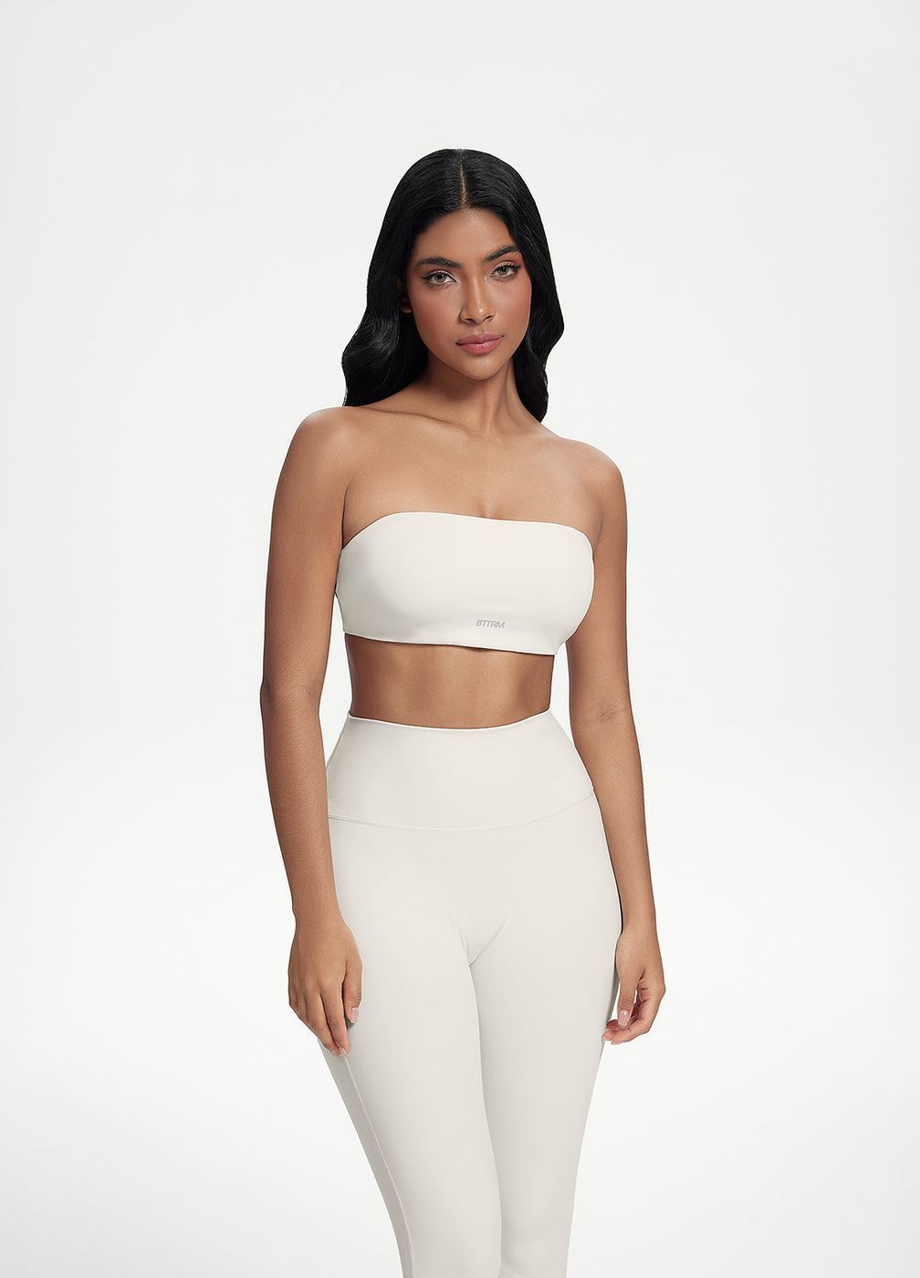 Back-clasp Bandeau Top in White, front view