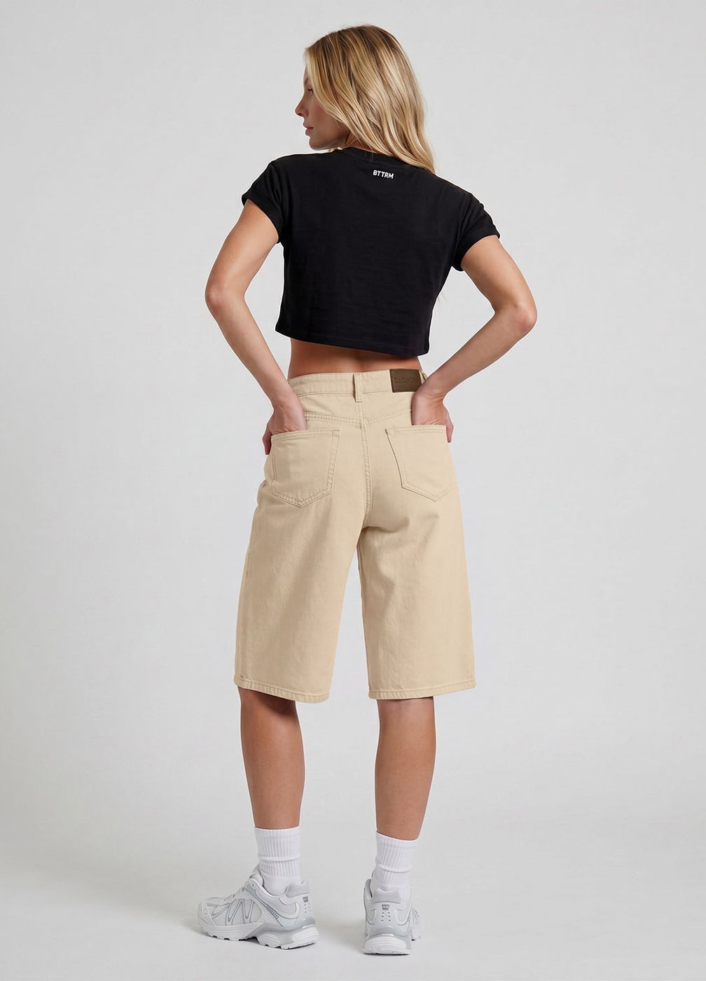 Baggy Bermuda Jorts in Ivory, second view