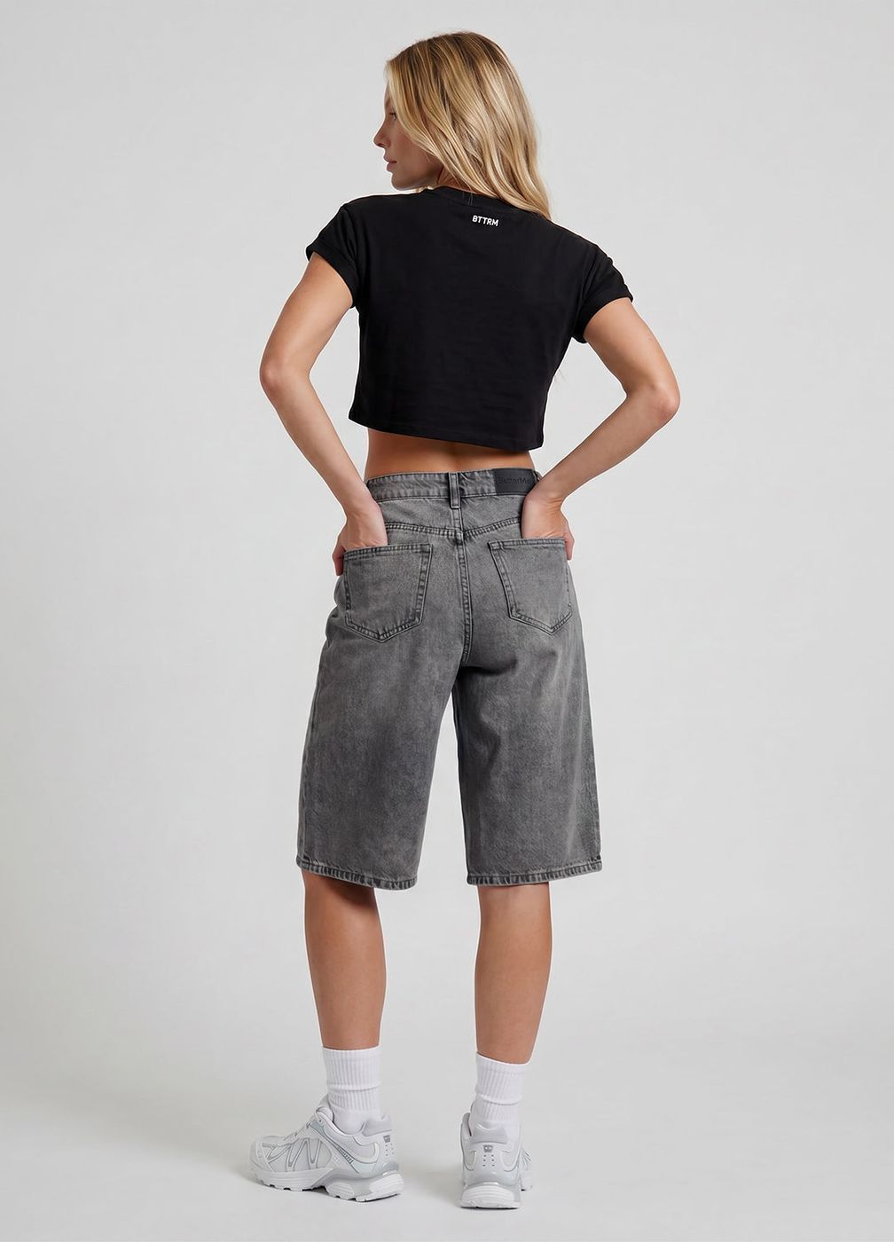 Baggy Bermuda Jorts in Grey, second view
