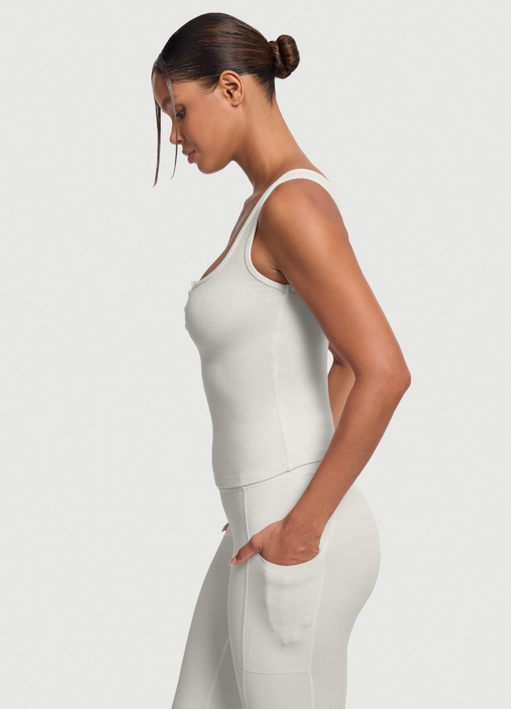 Button Front Tank Top in White, second view