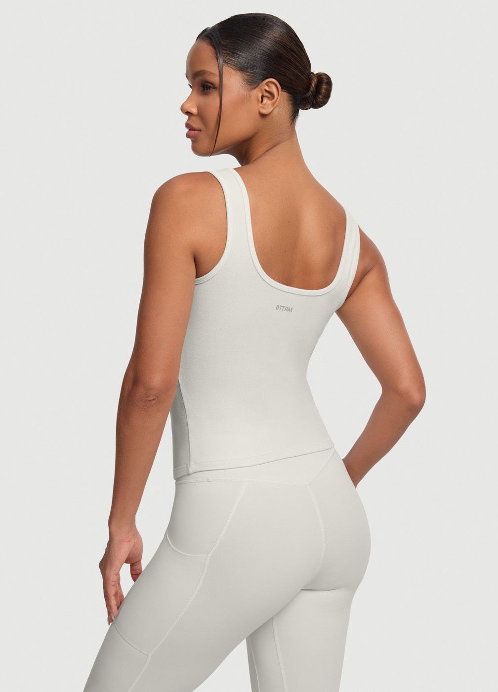 Button Front Tank Top in White, detail