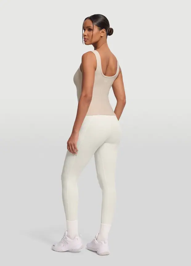 Button Front Tank Top in Oat Milk, second view
