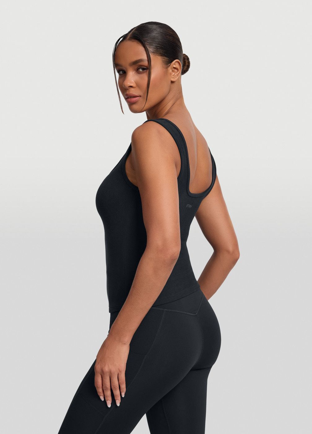 Button Front Tank Top in Black, second view