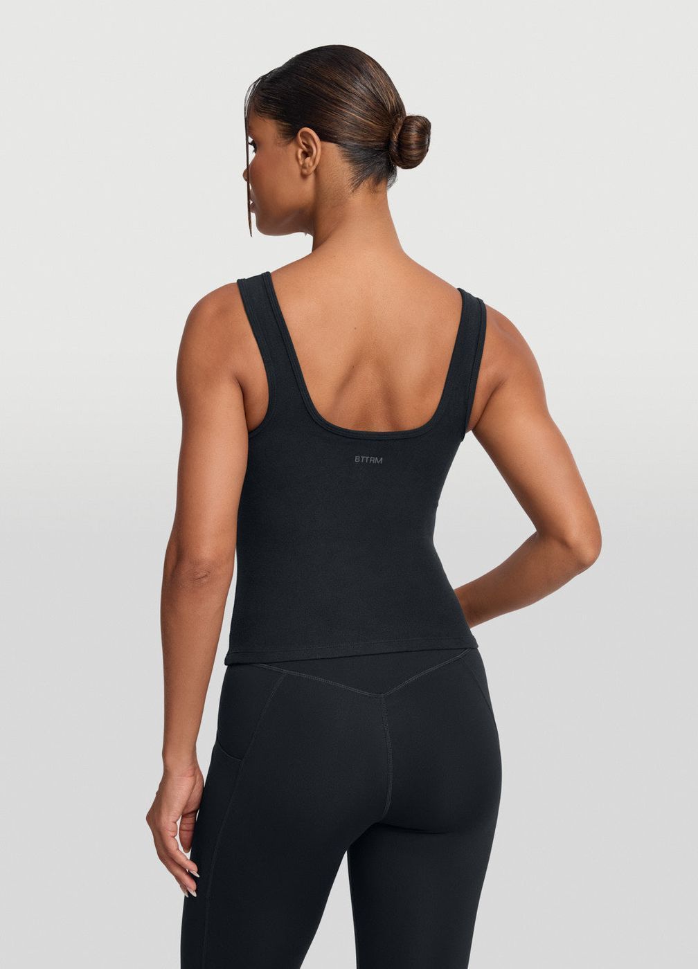 Button Front Tank Top in Black, detail