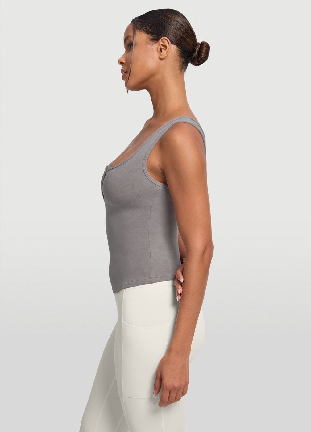 Button Front Tank Top in Cool Gray, second view
