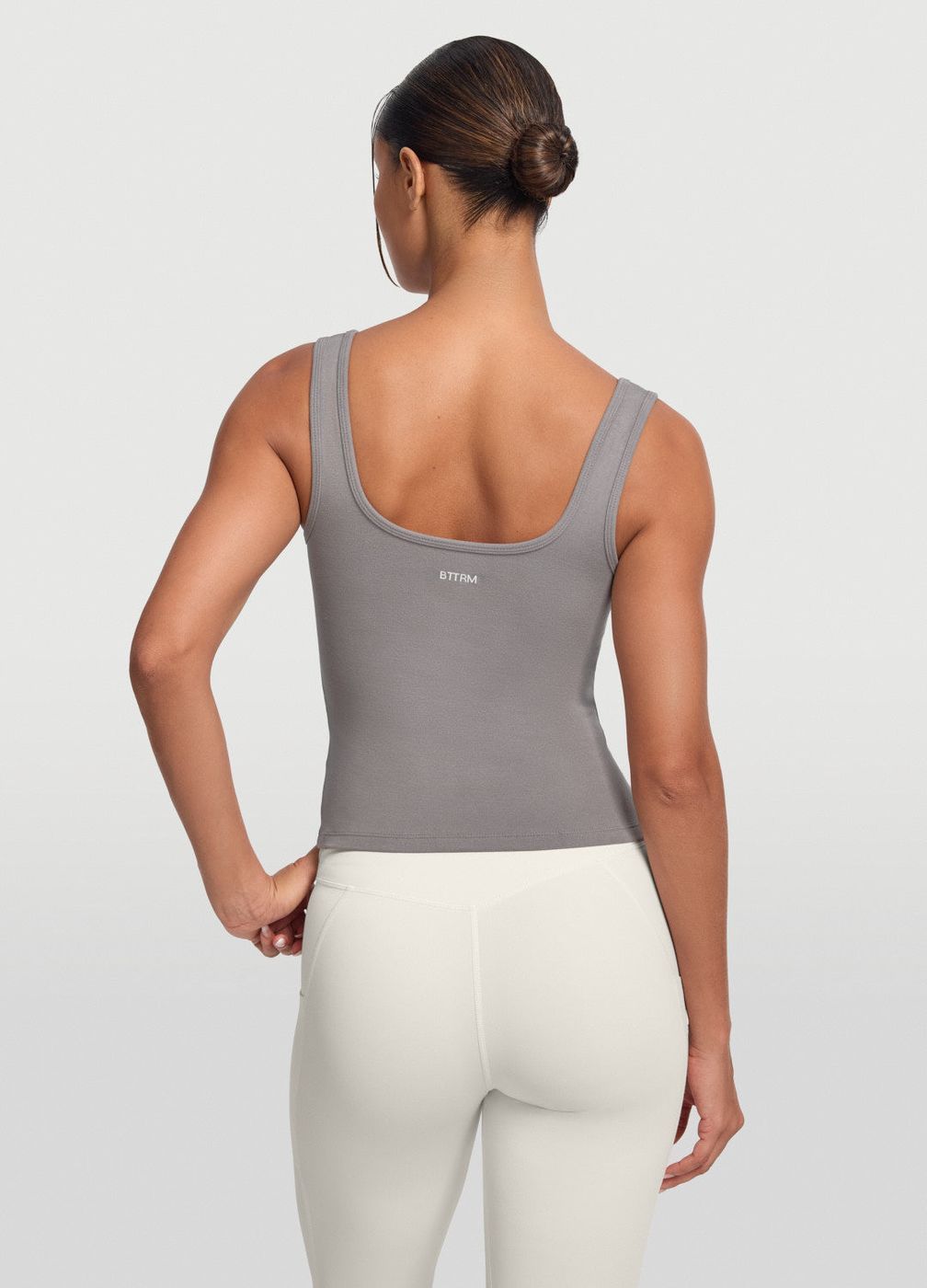 Button Front Tank Top in Cool Gray, detail