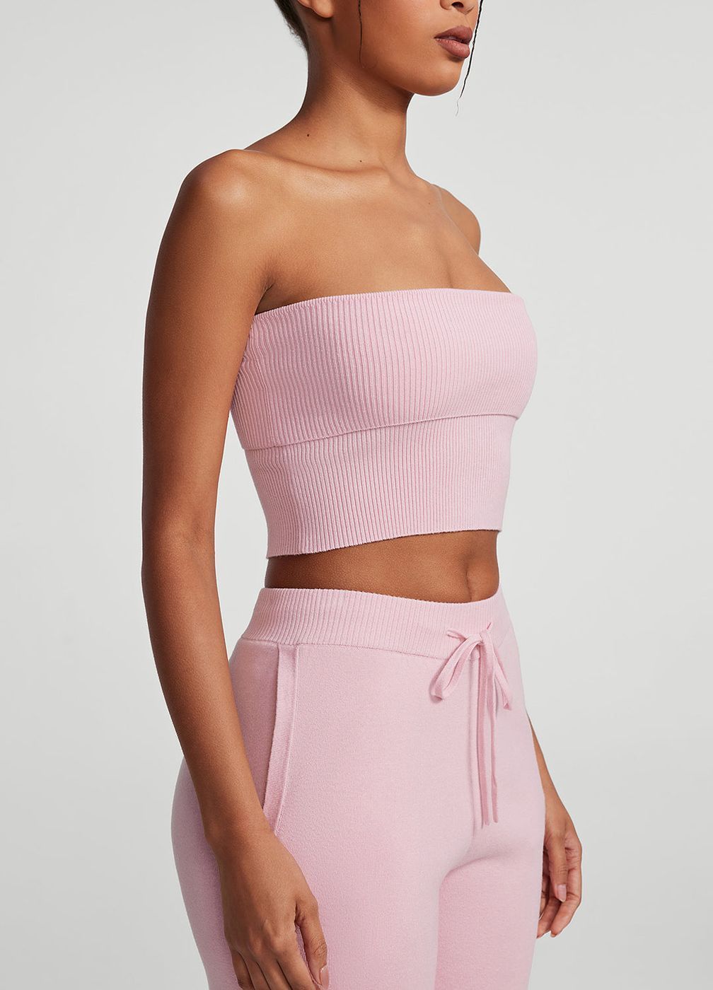Chunky Knit Crop Top in Ballet Pink, second view