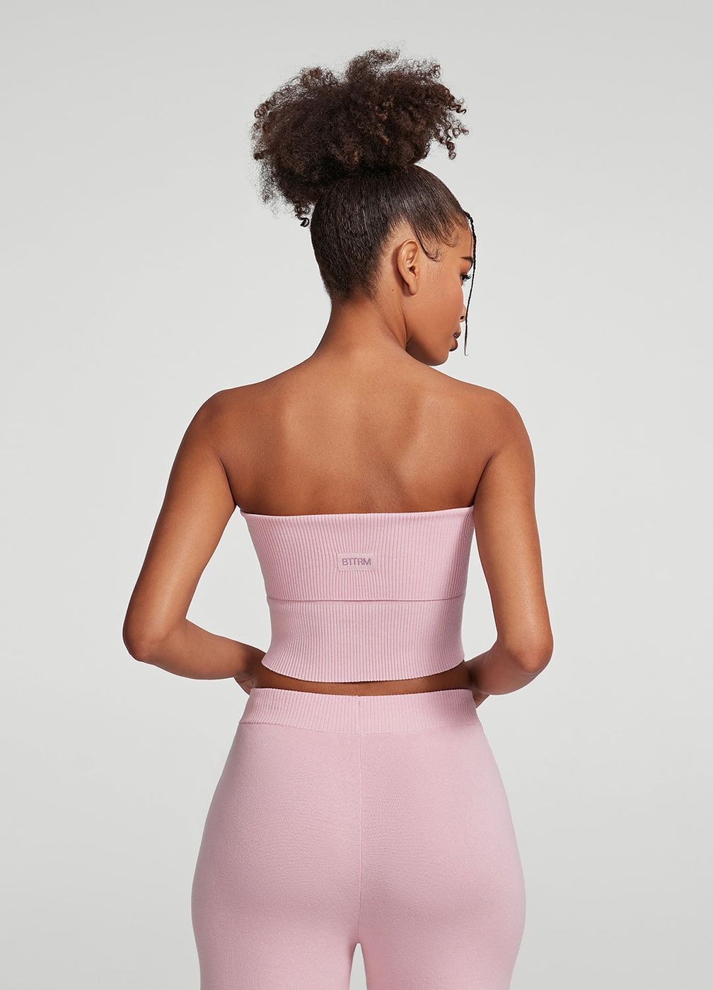 Chunky Knit Crop Top in Ballet Pink, detail