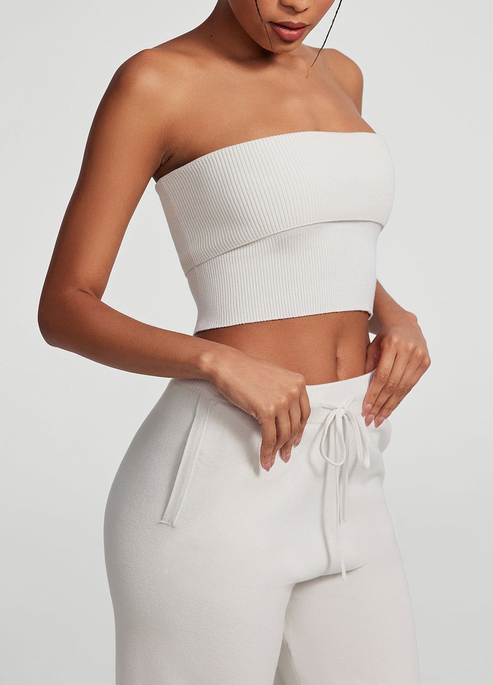 Chunky Knit Crop Top in White, second view