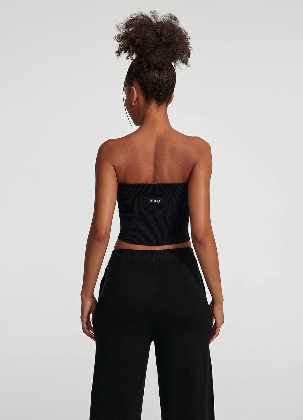 Chunky Knit Crop Top in Black, detail