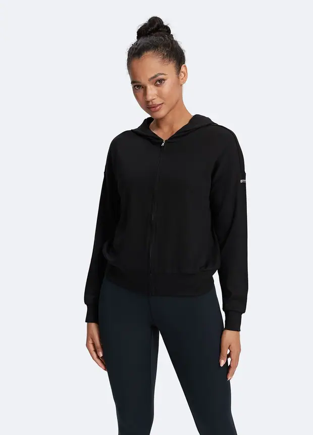 Classic Fit Hoodie in Black, front view
