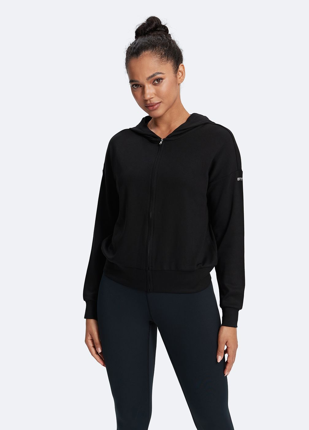 Classic Fit Hoodie in Black, front view