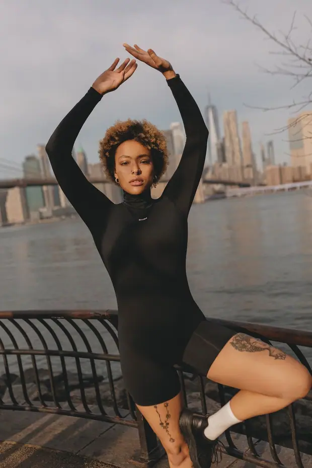 Classic Long Sleeve Romper in Inky Black, front view
