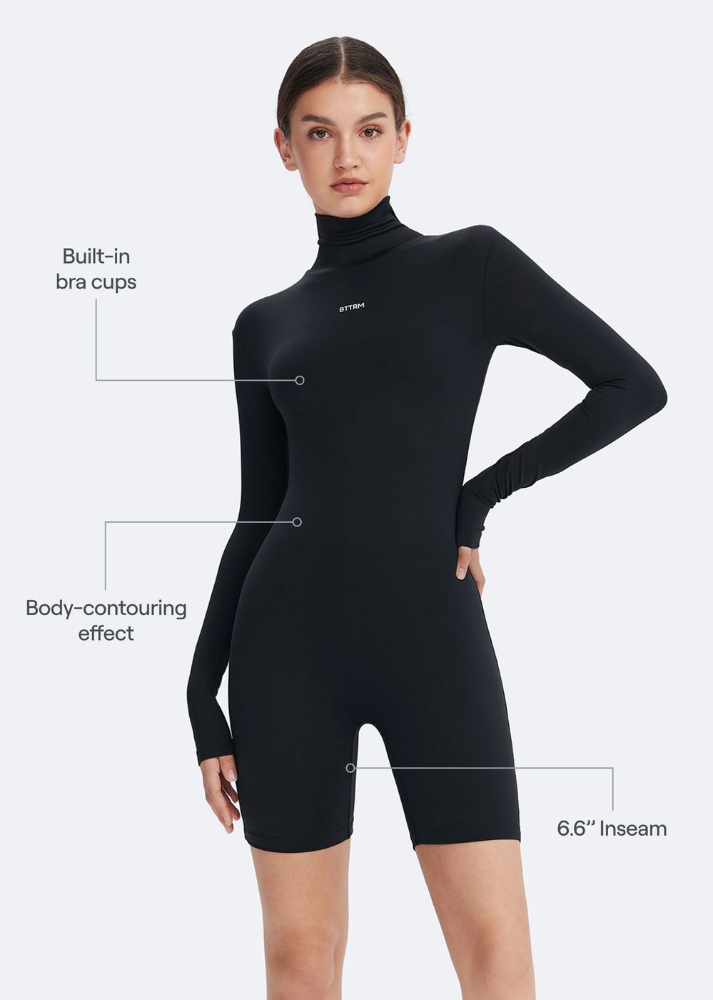 Classic Long Sleeve Romper in Inky Black, second view