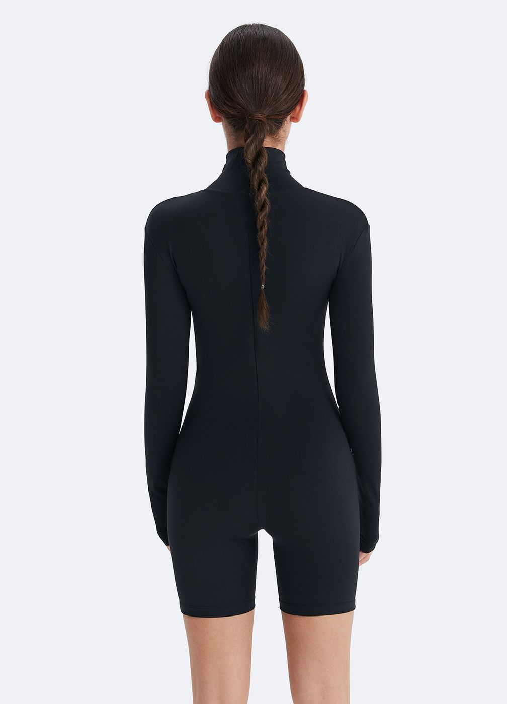 Classic Long Sleeve Romper in Inky Black, detail