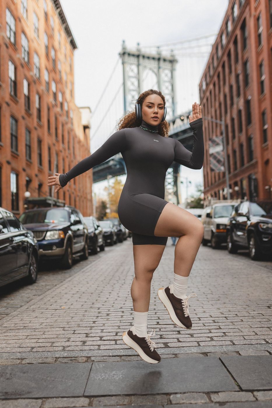 Classic Long Sleeve Romper in Slate Gray, front view