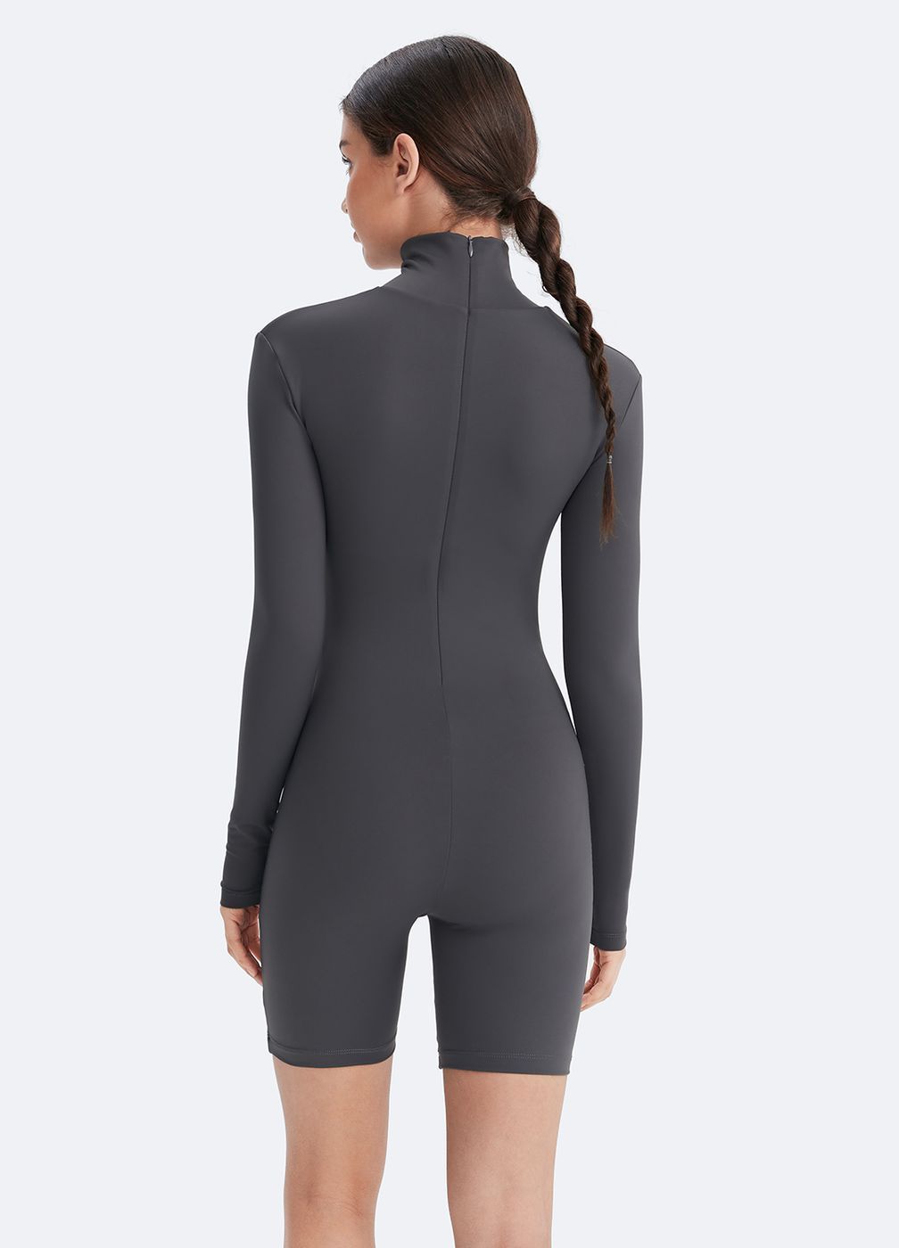 Classic Long Sleeve Romper in Slate Gray, detail
