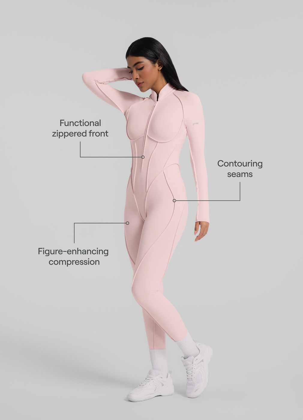 Closed-back Catsuit in Ballet Pink, second view
