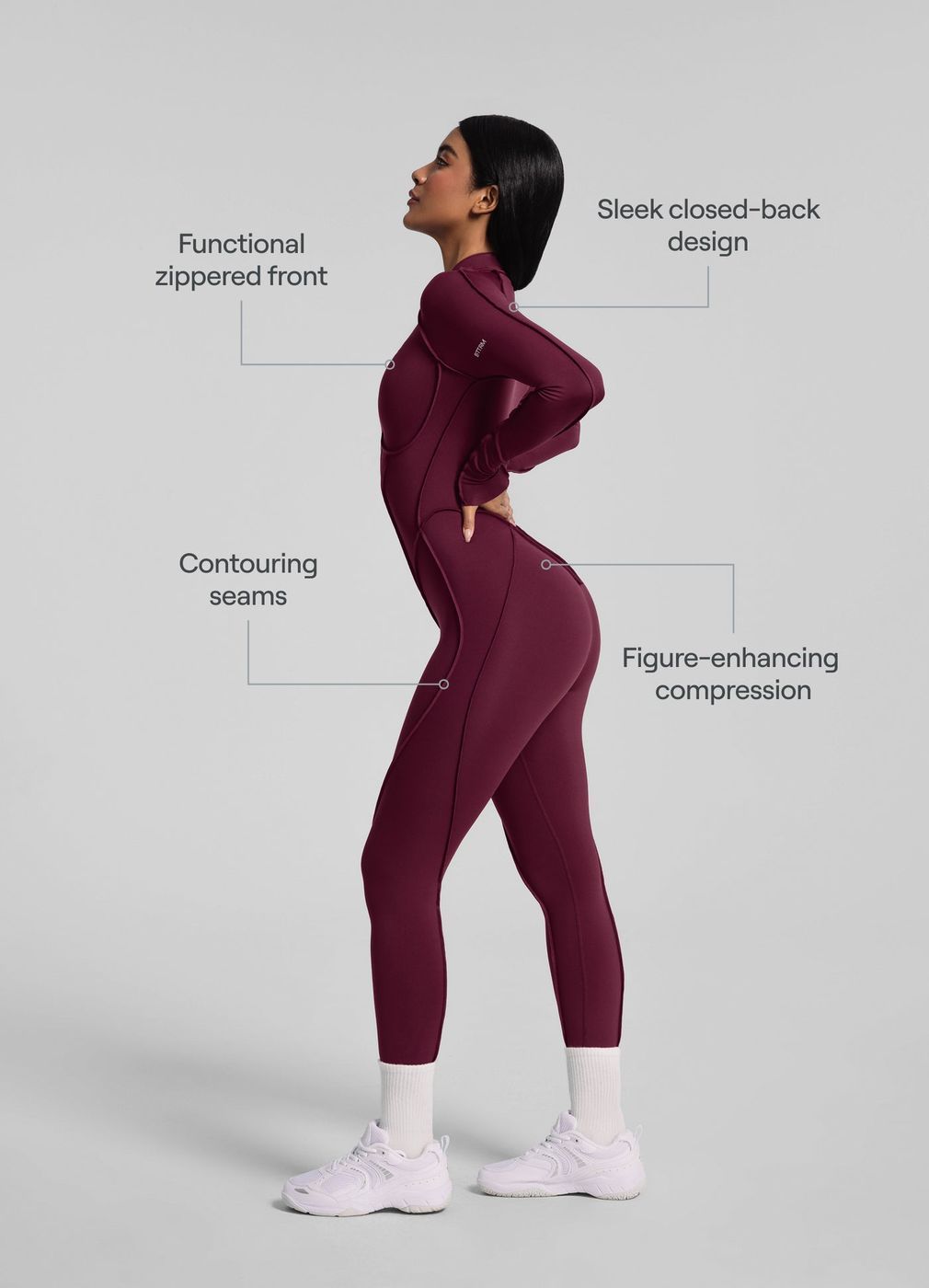 Closed-back Catsuit in Burgundy, second view