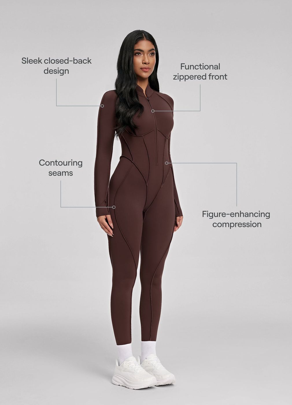 Closed-back Catsuit in Chocolate, second view