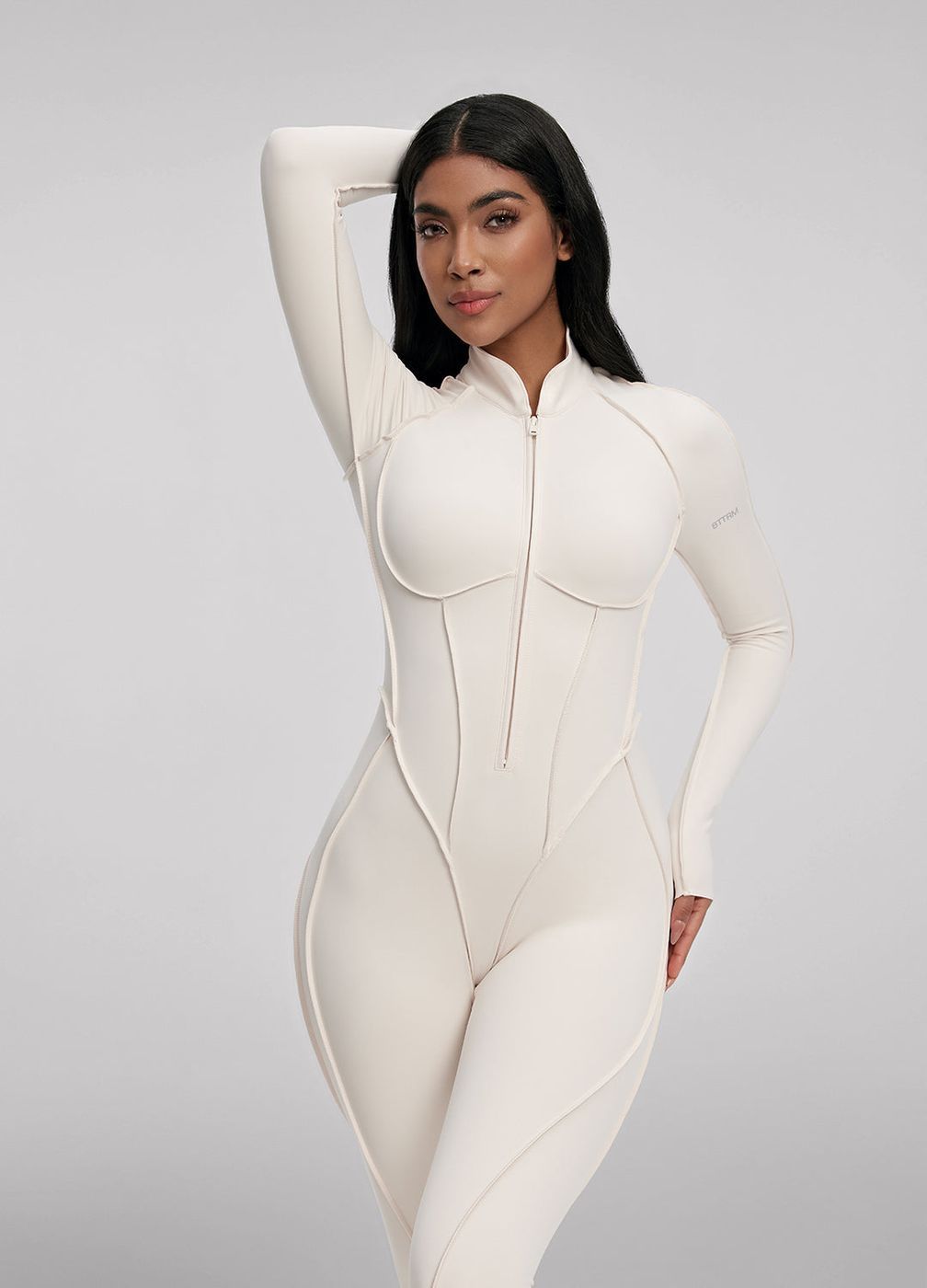 Closed-back Catsuit in Ivory, detail