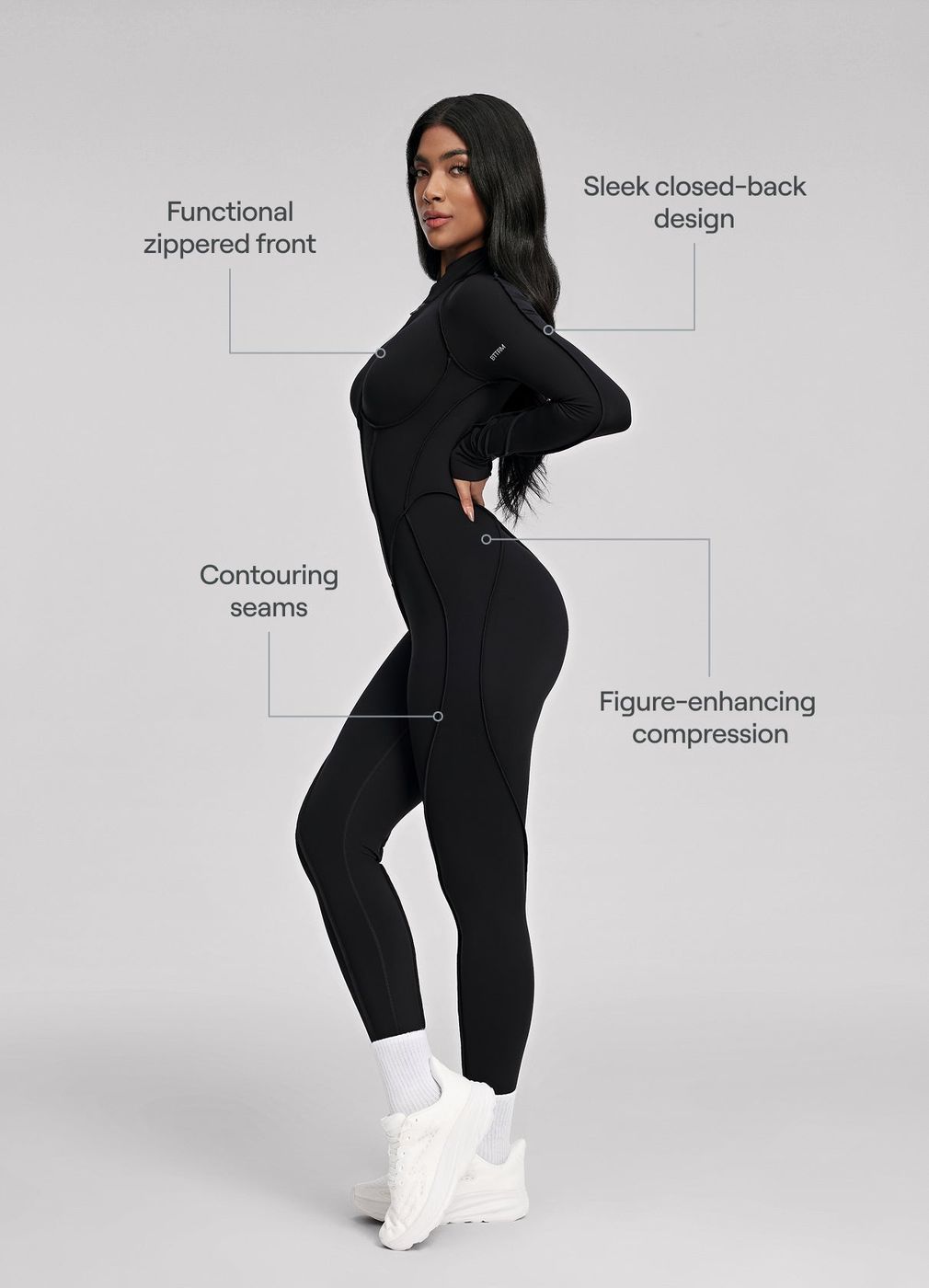Closed-back Catsuit in Black, second view