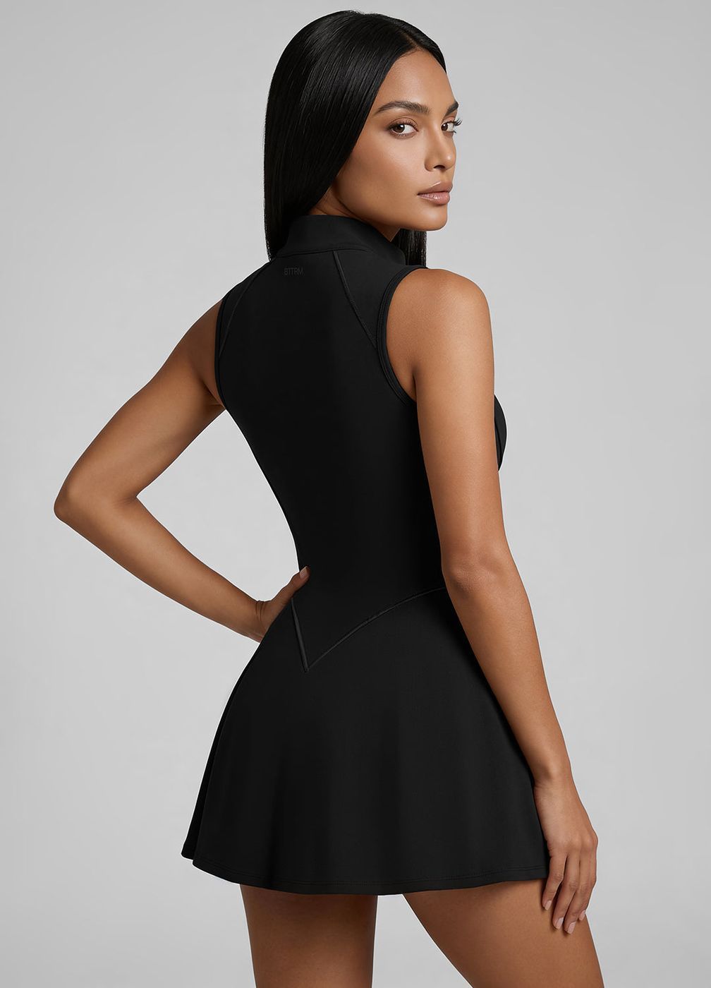 Closed-back Contour Mini Dress in Black, second view