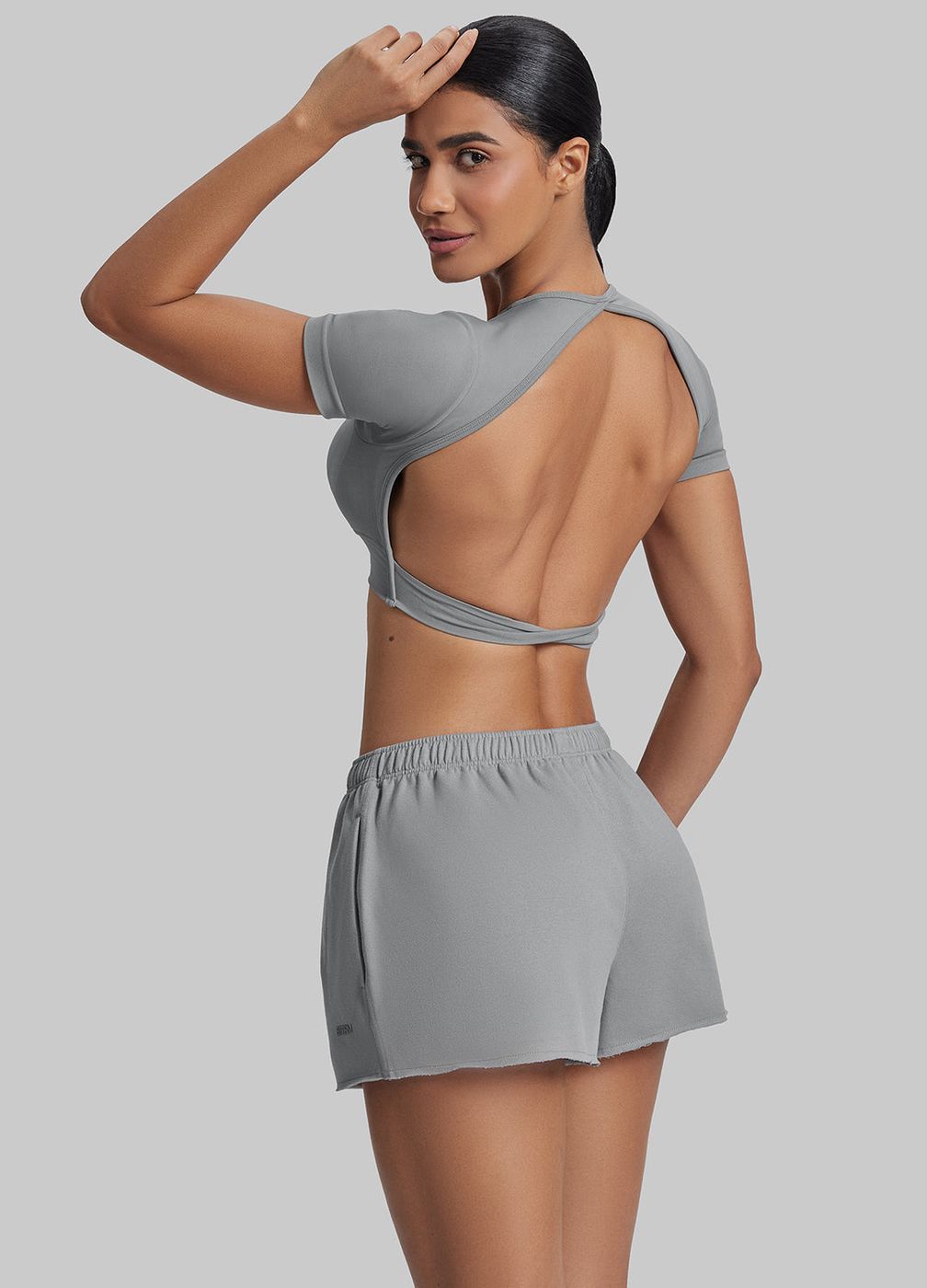 Comfy Mid-thigh Waist French Terry Jersey in Ash Grey, second view
