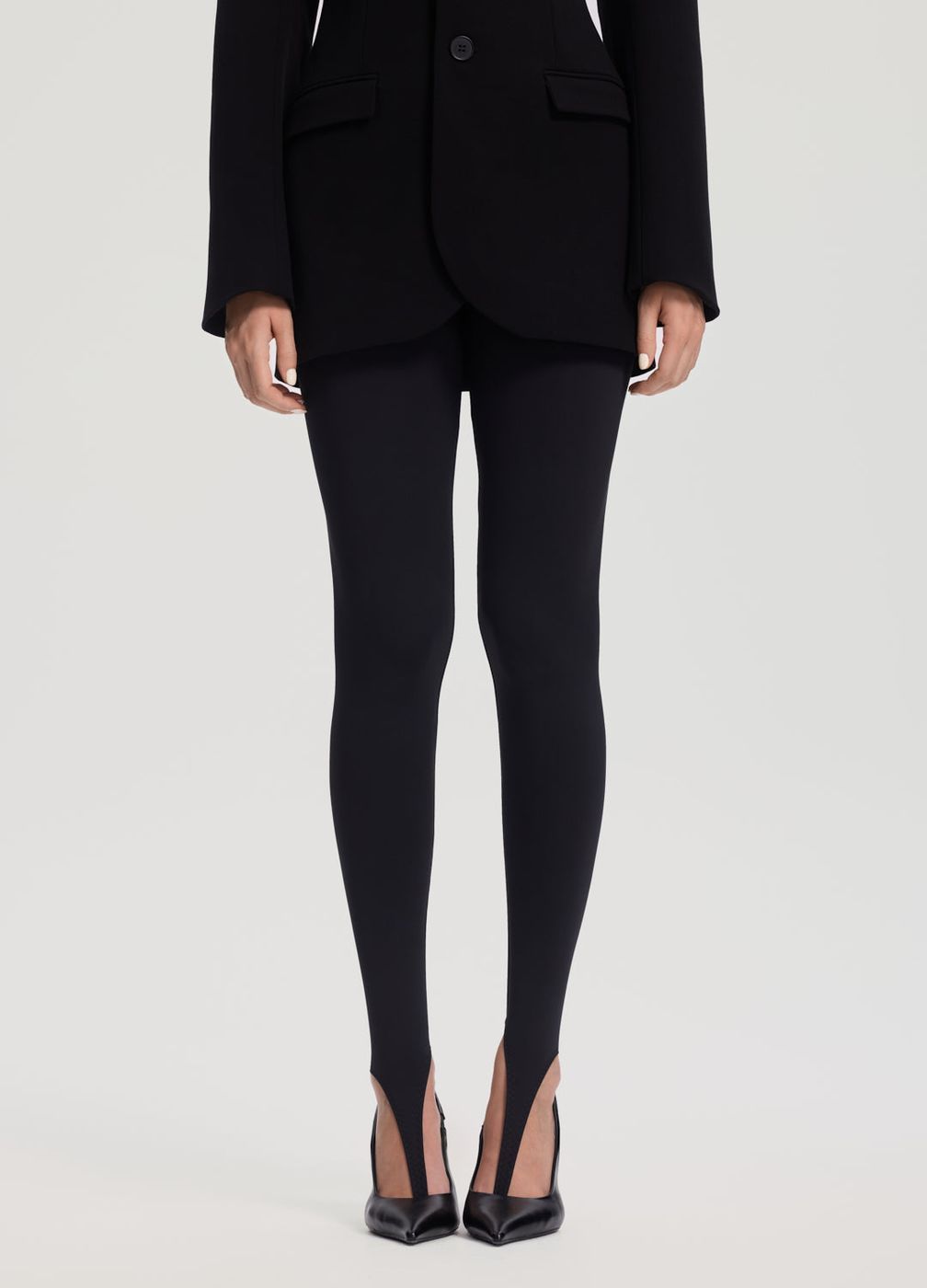 Contour Stirrup Leggings in Black, front view