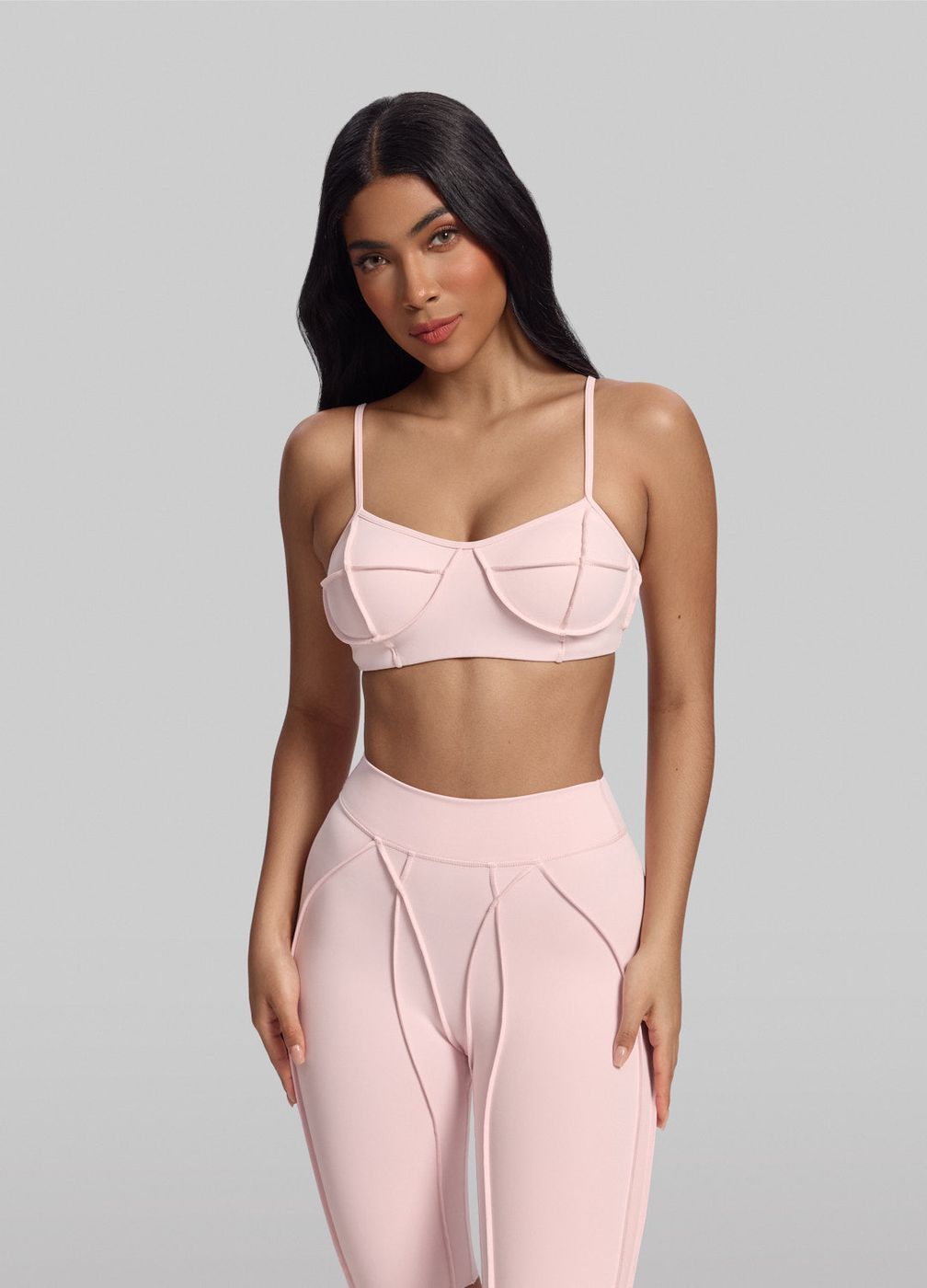 Contour Stitch Bike Shorts in Ballet Pink, second view