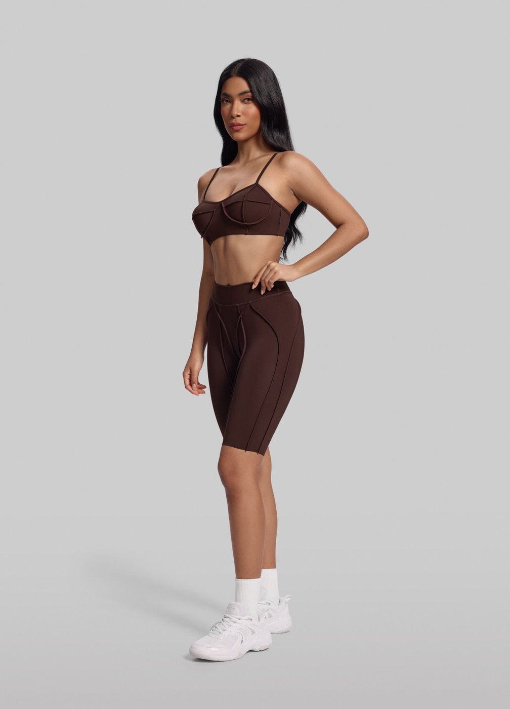 Contour Stitch Bike Shorts in Chocolate, second view