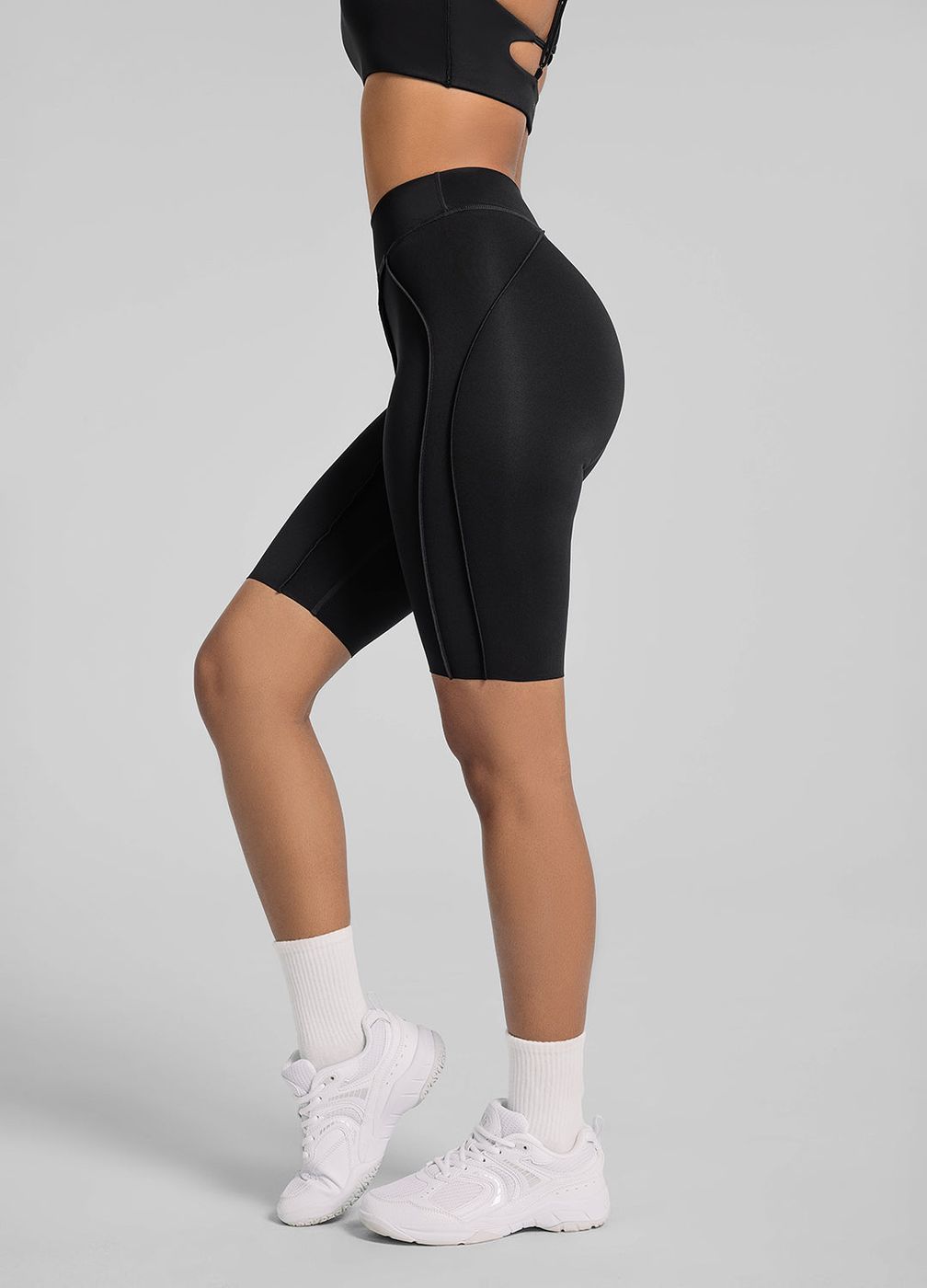 Contour Stitch Bike Shorts in Black, second view