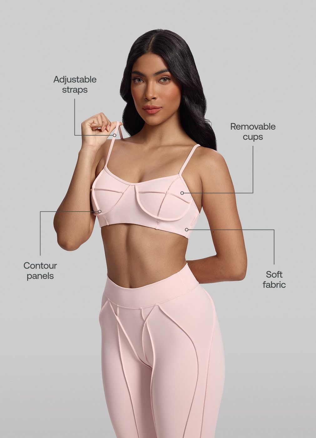 Contour Stitch Bralette in Ballet Pink, second view