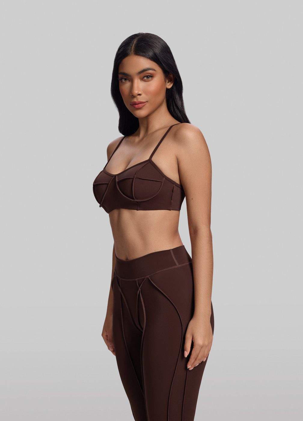 Contour Stitch Bralette in Chocolate, detail