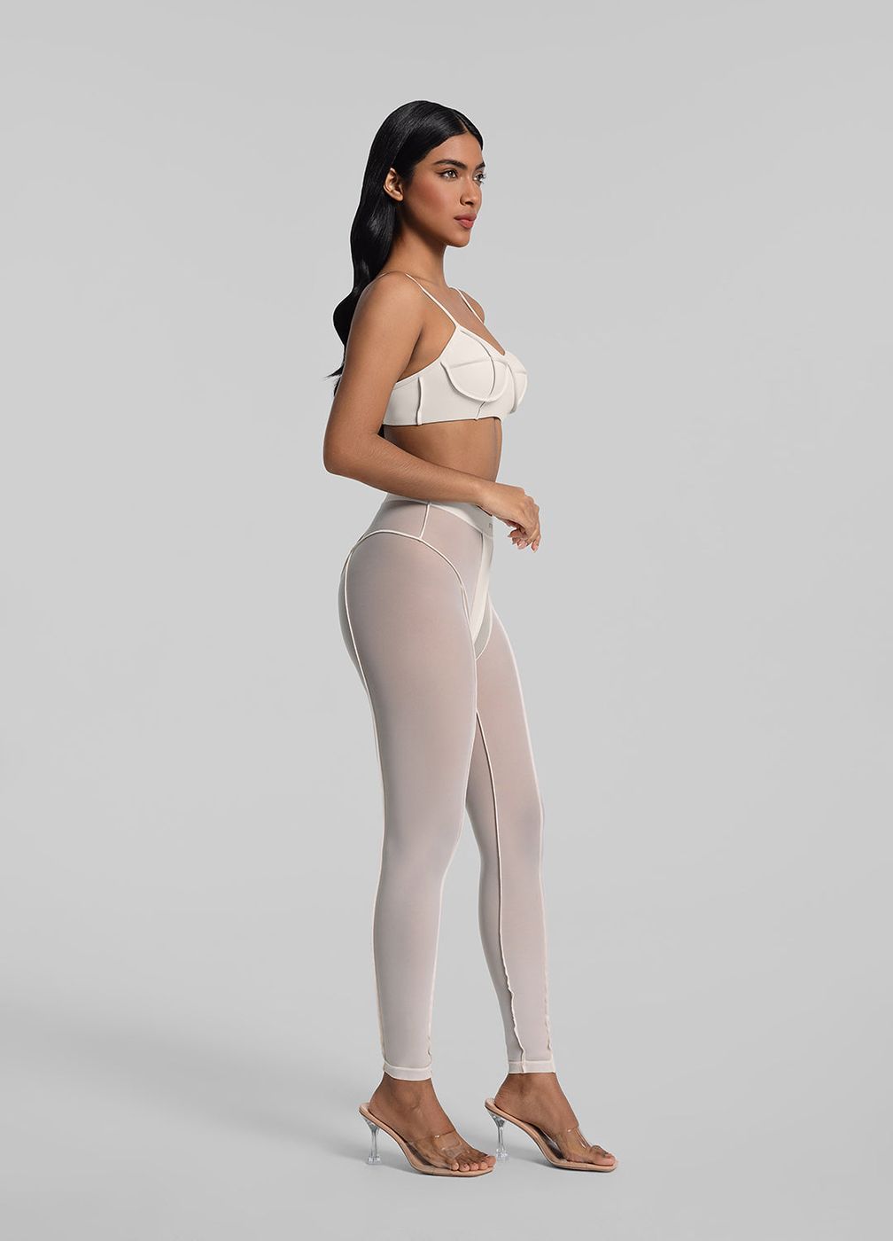 Contour Stitch Bralette in Ivory, detail