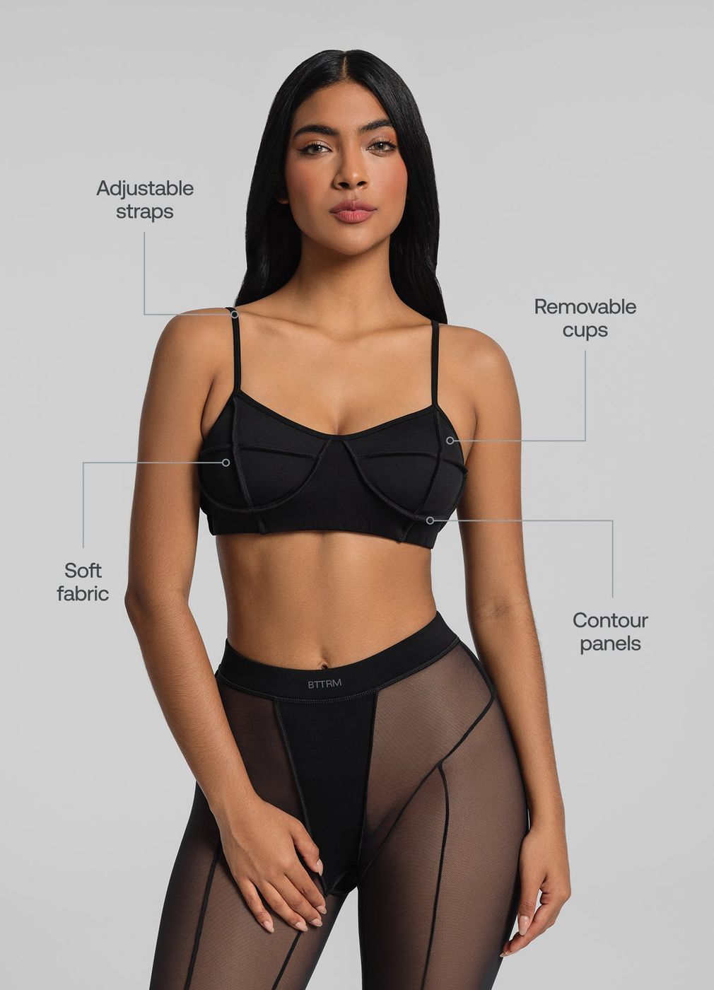 Contour Stitch Bralette in Black, second view