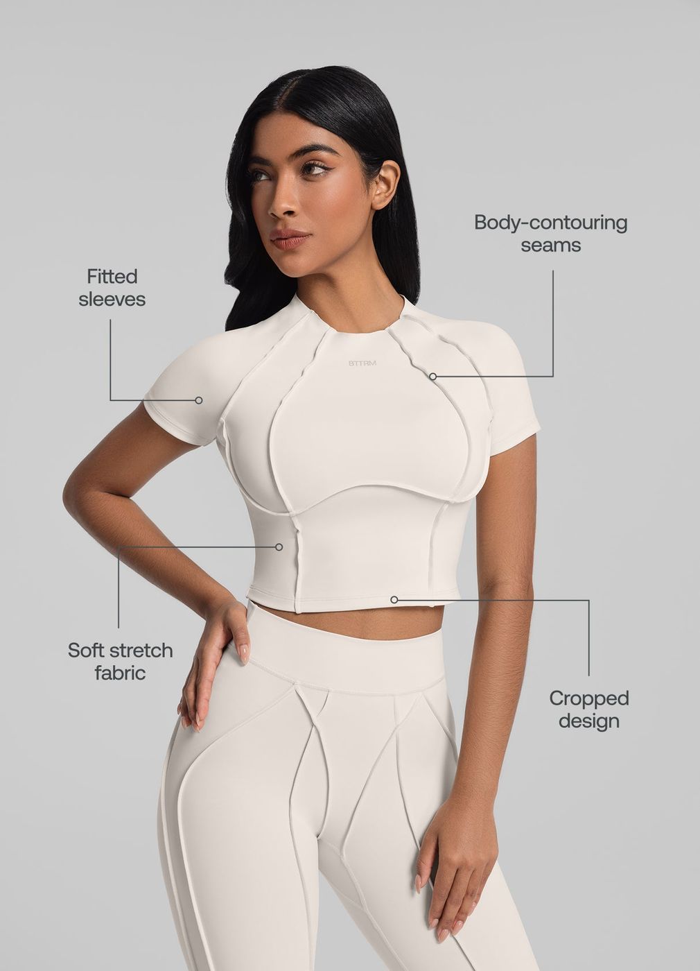 Contour Stitch Crop Top in Ivory, second view