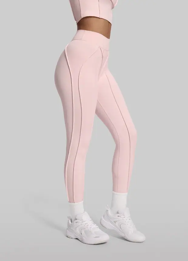 Contour Stitch Leggings in Ballet Pink, front view
