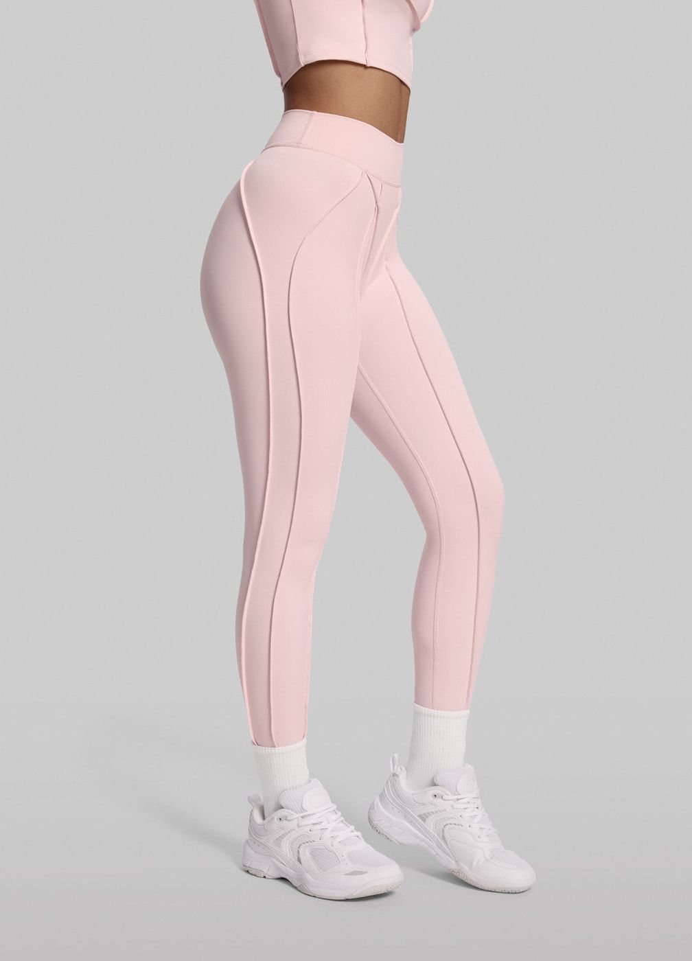 Contour Stitch Leggings in Ballet Pink, front view