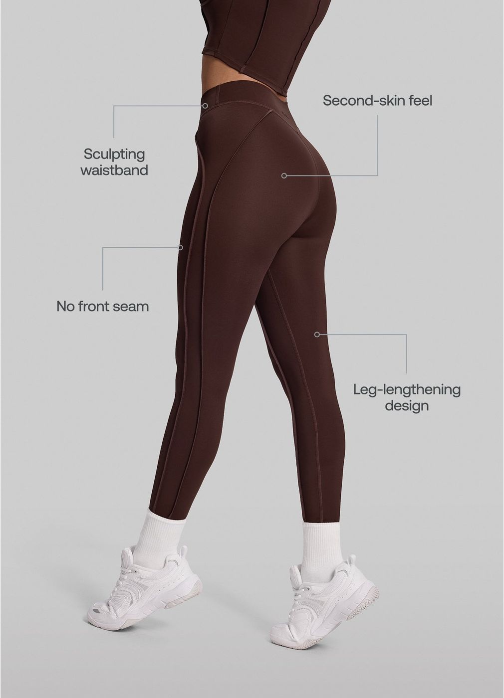 Contour Stitch Leggings in Chocolate, second view