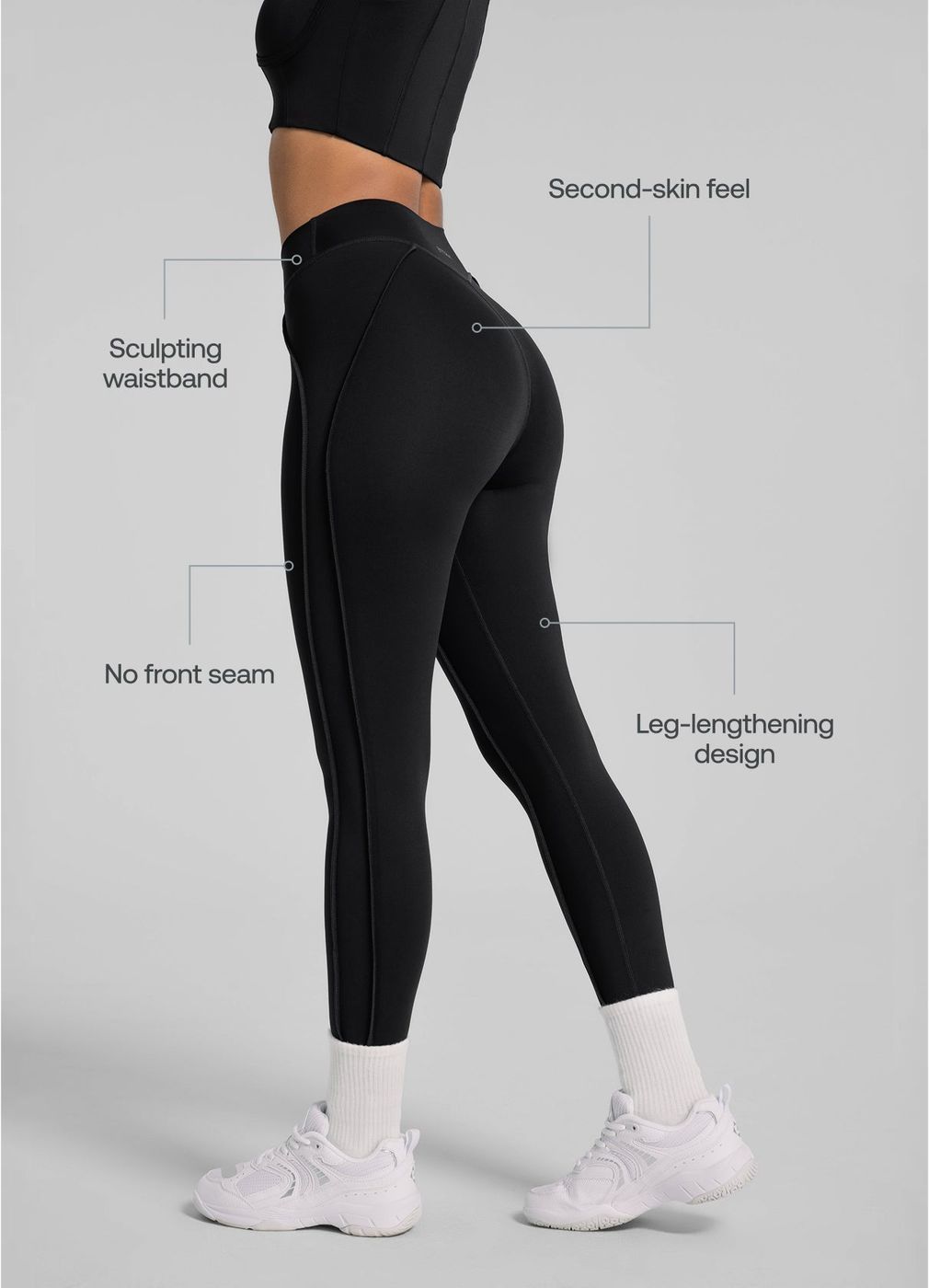 Contour Stitch Leggings in Black, second view