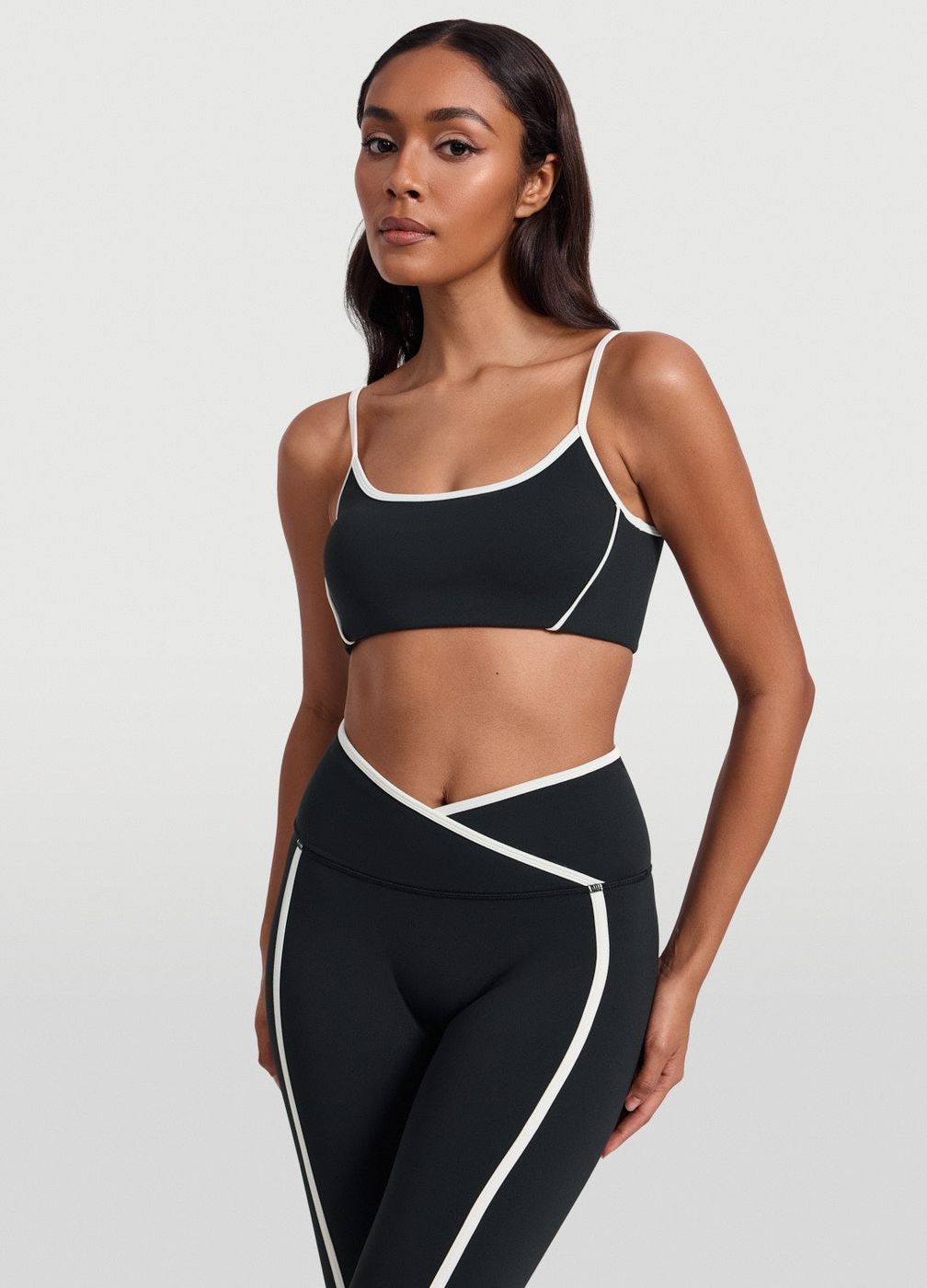 Contrast Scoop Top in Black, front view