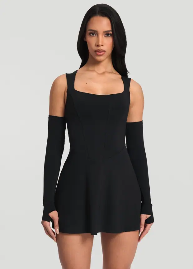 Corset Dress in Black, front view