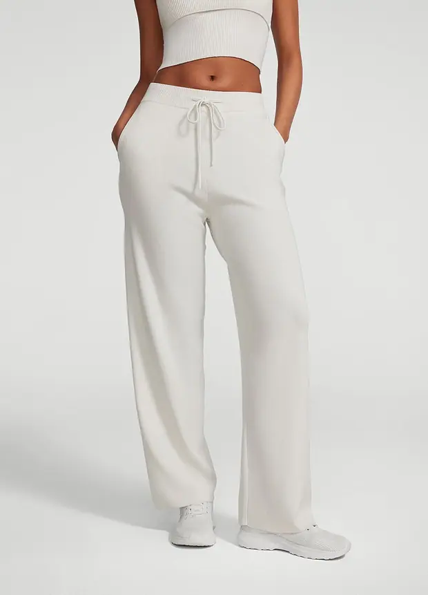 Cozy Luxe Sweatpants in White, front view