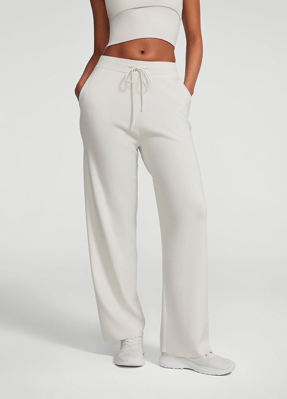 Cozy Luxe Sweatpants in White, front view